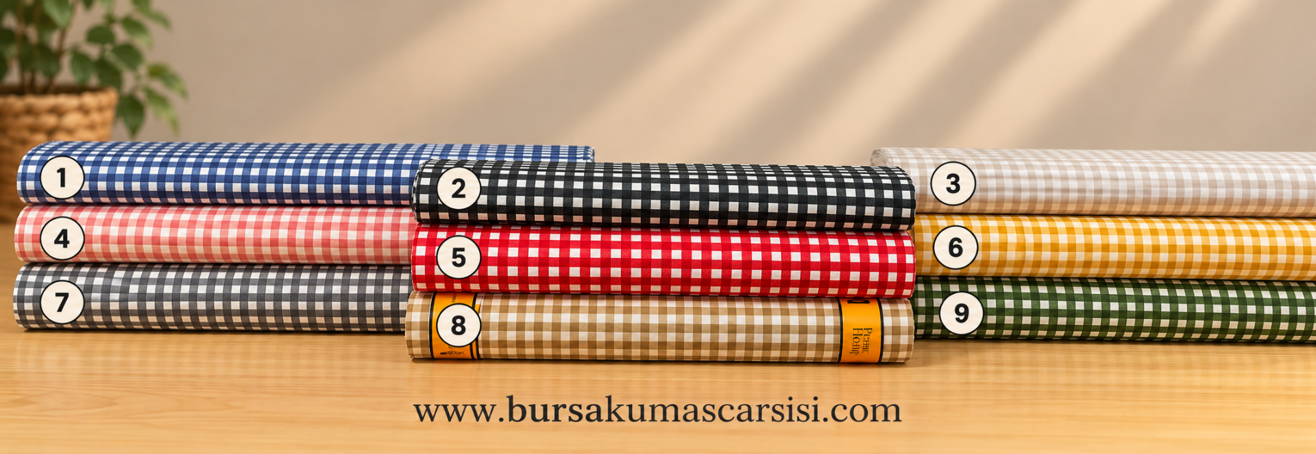Kareli Desenli Premier Duck Kumaş 8-Gold