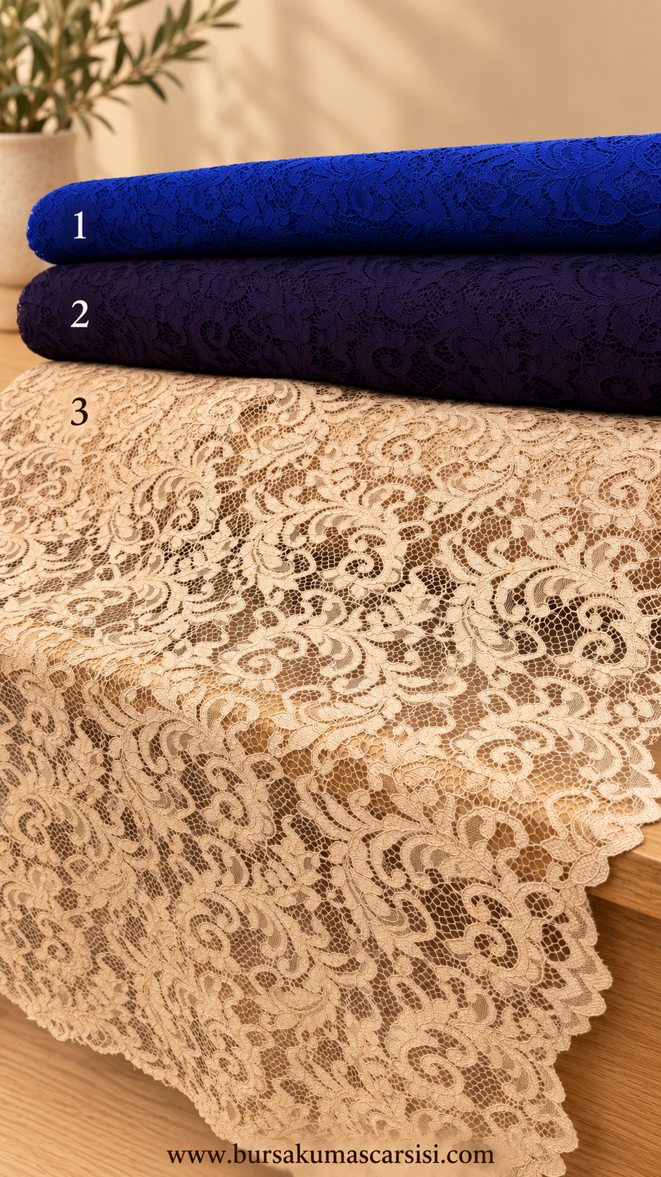Kabartmalı Dantel Kumaş 3-Gold